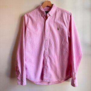 Ralph Lauren Womens Oxford Button Down Shirt Size Medium M Pink Preppy